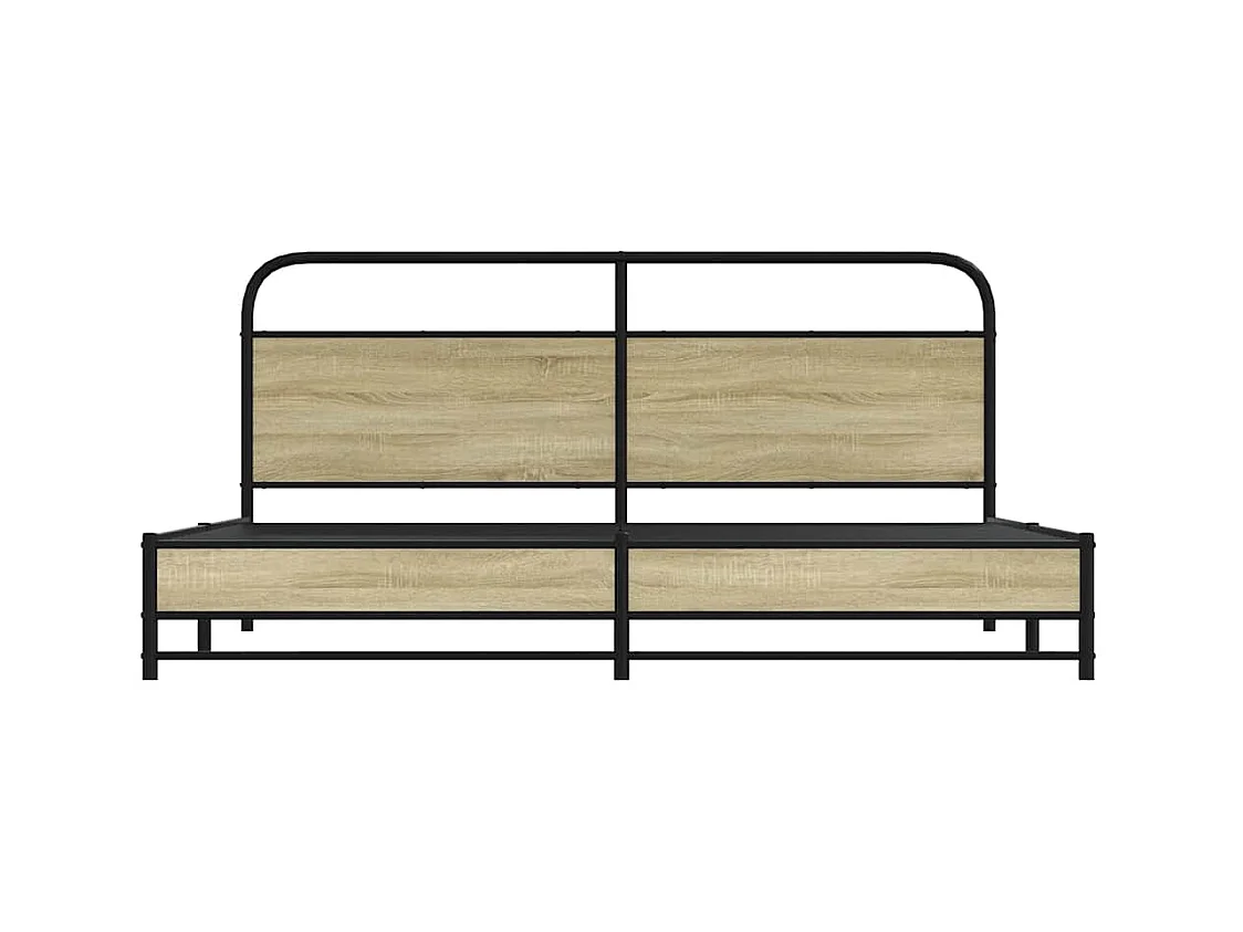 Cadre de lit en métal sans matelas chêne sonoma 180x200 cm