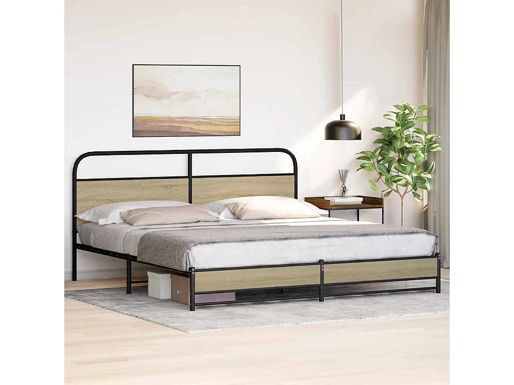 Bedframe zonder matras metaal sonoma eikenkleurig 180x200 cm