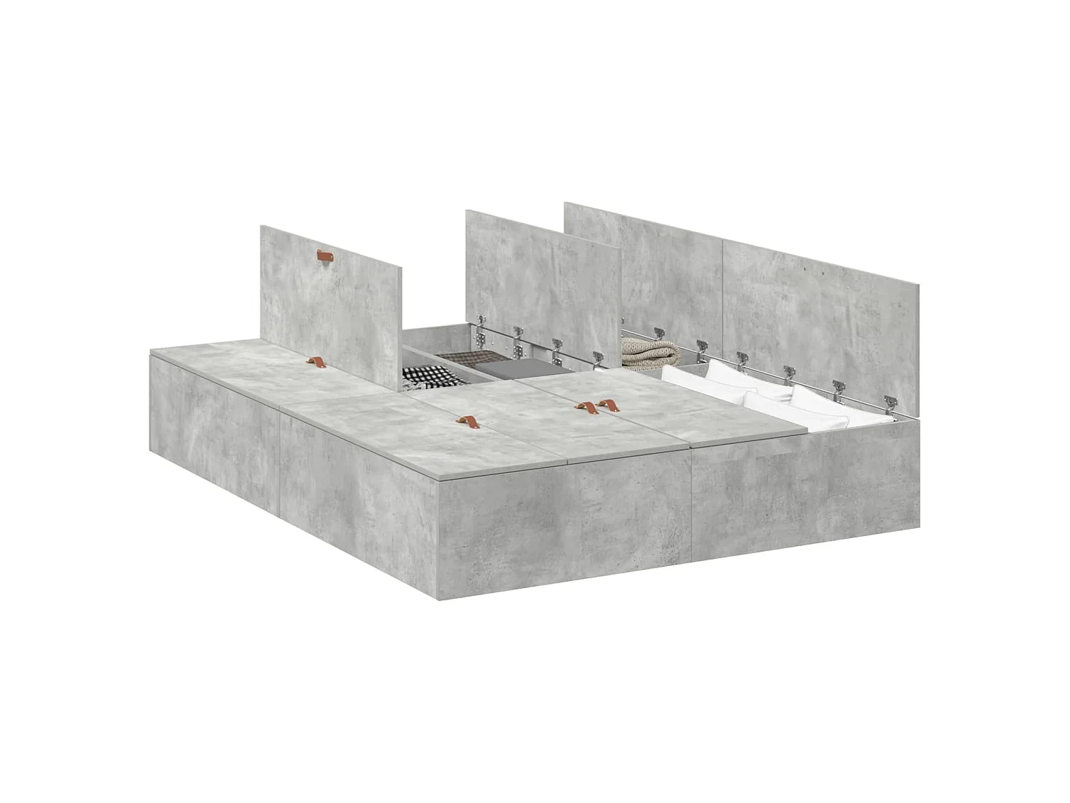 Cadre de lit avec rangement Gris béton 150 x 200 cm