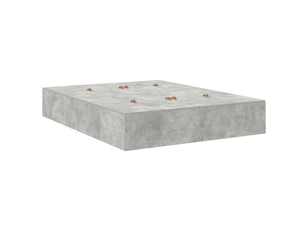 Cadre de lit avec rangement Gris béton 150 x 200 cm