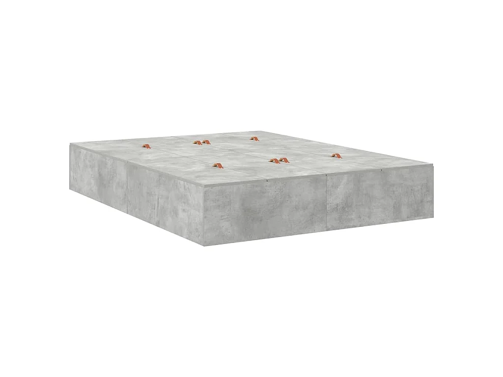 Cadre de lit avec rangement Gris béton 150 x 200 cm