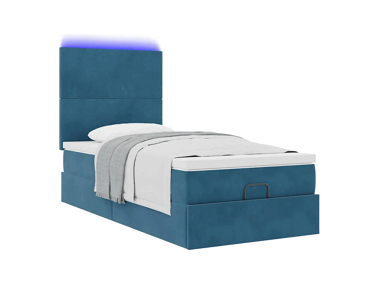 Ottoman-Bett mit Matratzen & LEDs Dunkelblau 100x200 cm Samt