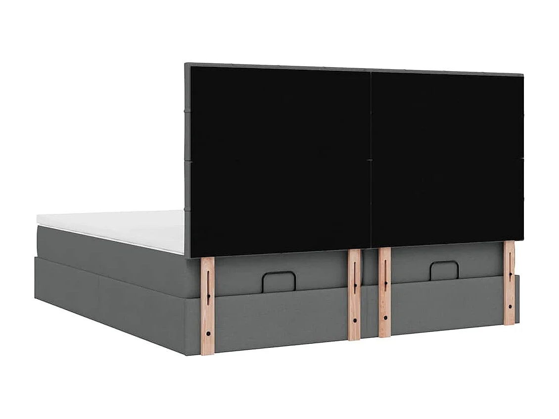 Estructura cama otomana colchones tela gris oscuro 160x200 cm