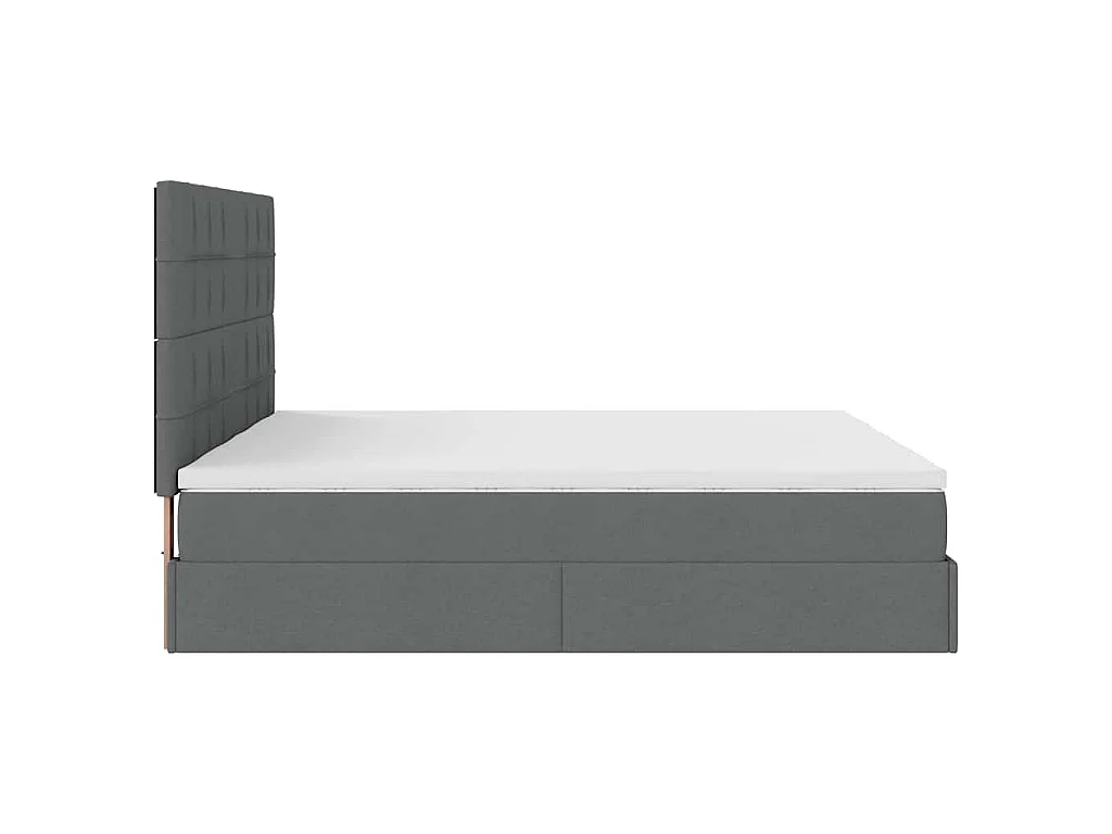 Cadre de lit ottoman avec matelas gris foncé 160x200cm tissu