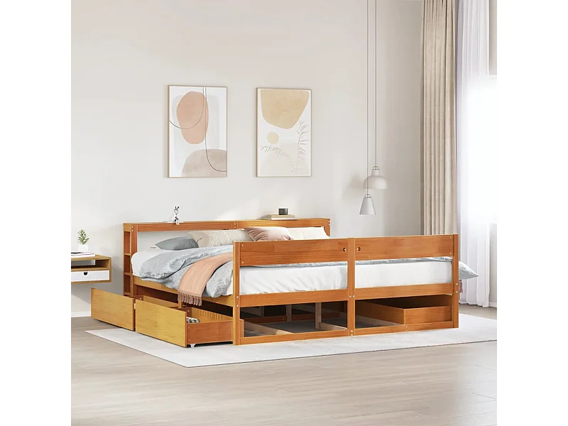 Letto senza Materasso Marrone Cera 180x200 cm in Legno di Pino