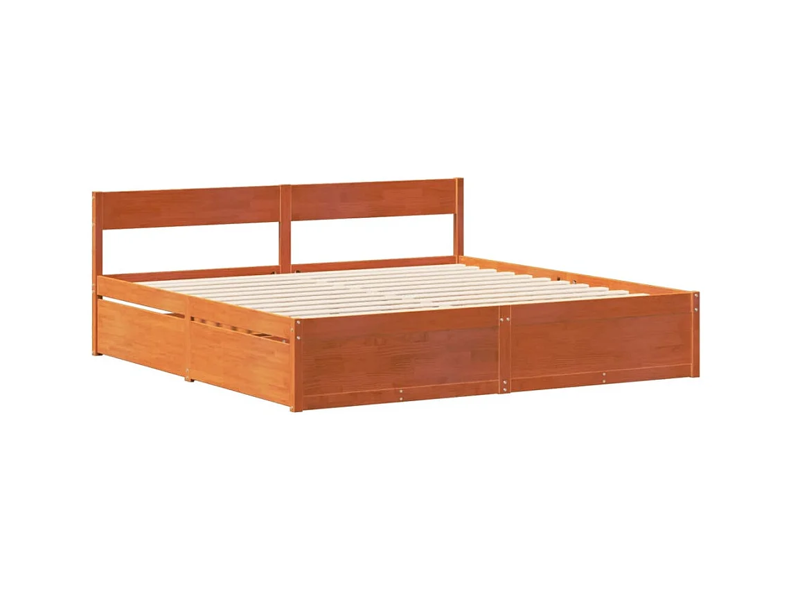 Letto senza Materasso Marrone Cera 180x200 cm in Legno di Pino