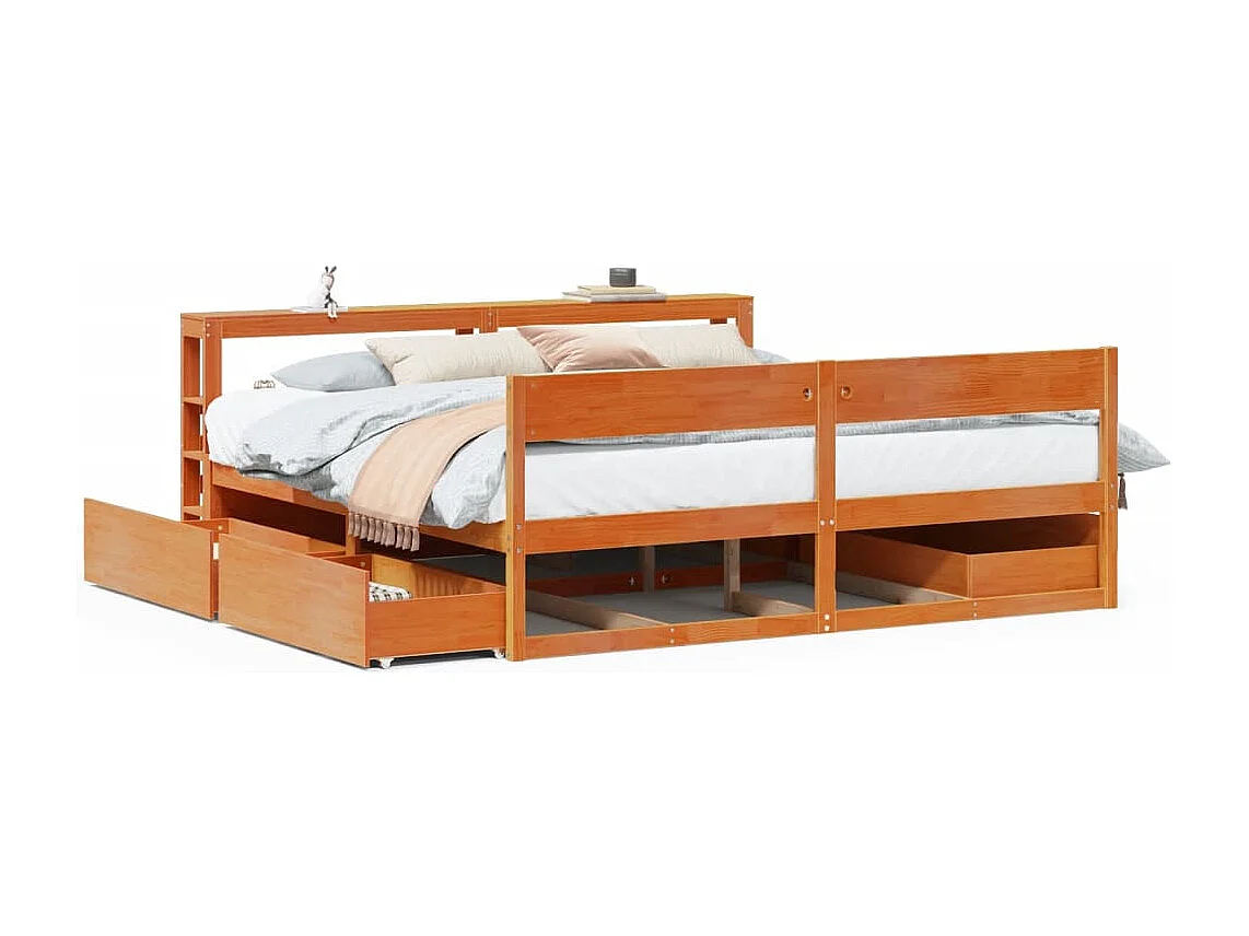 Letto senza Materasso Marrone Cera 180x200 cm in Legno di Pino