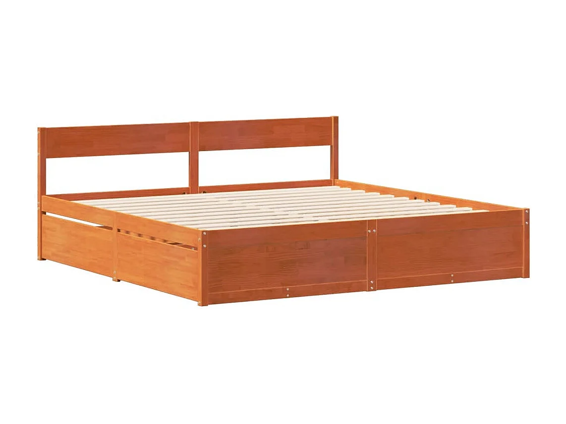 Letto senza Materasso Marrone Cera 180x200 cm in Legno di Pino