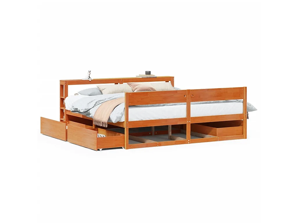 Cama sem colchão 180x200 cm pinho maciço castanho-mel