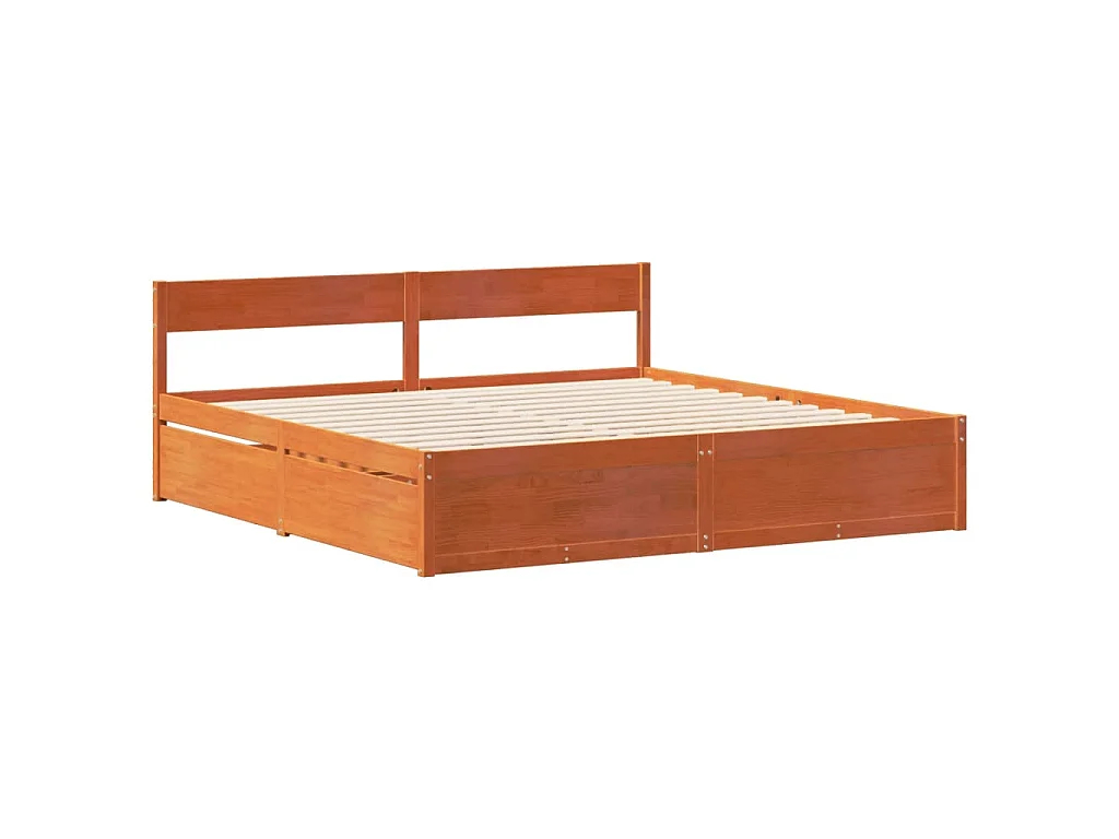 Cama sem colchão 180x200 cm pinho maciço castanho-mel