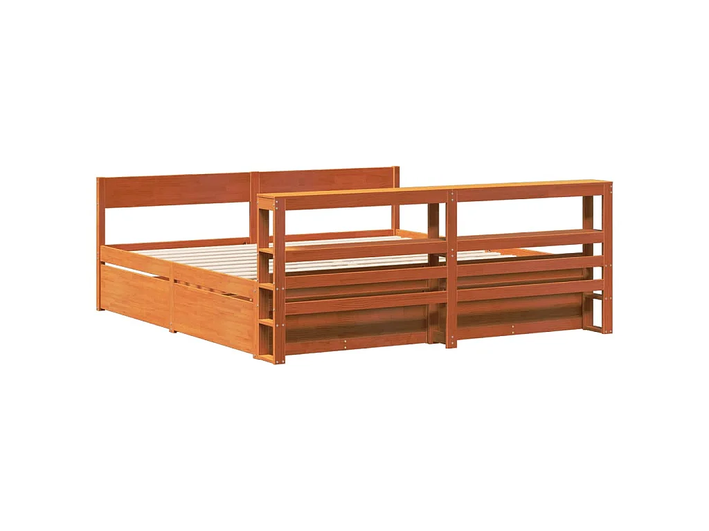 Cama sem colchão 180x200 cm pinho maciço castanho-mel