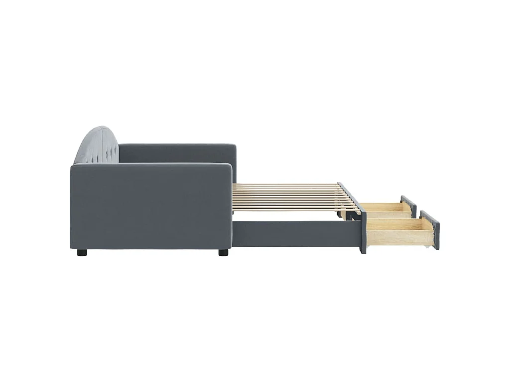 Divano Letto Estraibile Cassetti Grigio Scuro 90x200cm Velluto