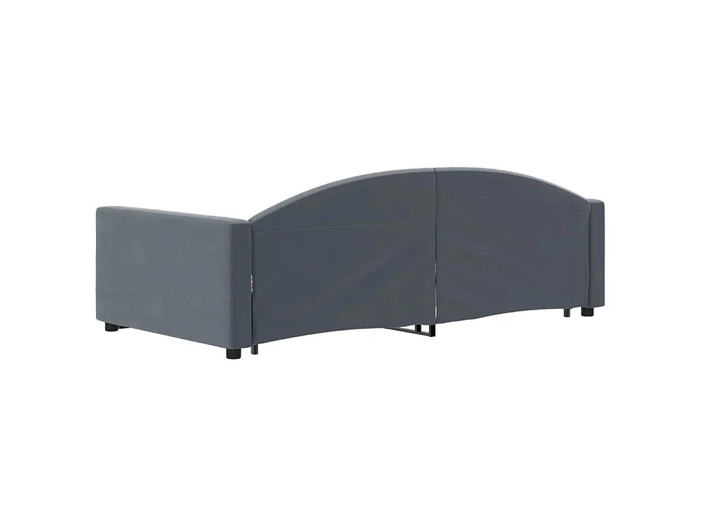 Divano Letto Estraibile Cassetti Grigio Scuro 90x200cm Velluto
