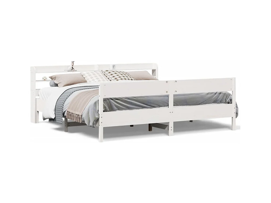 Cadre de lit sans matelas blanc 180x200 cm bois massif de pin