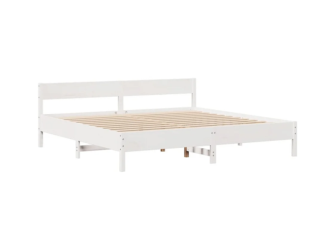 Cadre de lit sans matelas blanc 180x200 cm bois massif de pin