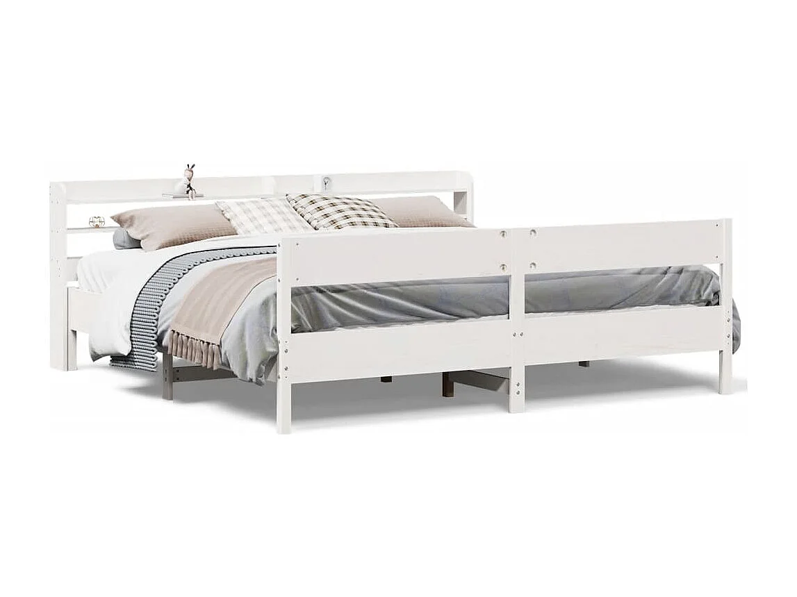 Letto senza Materasso Bianco 180x200 cm Legno Massello di Pino