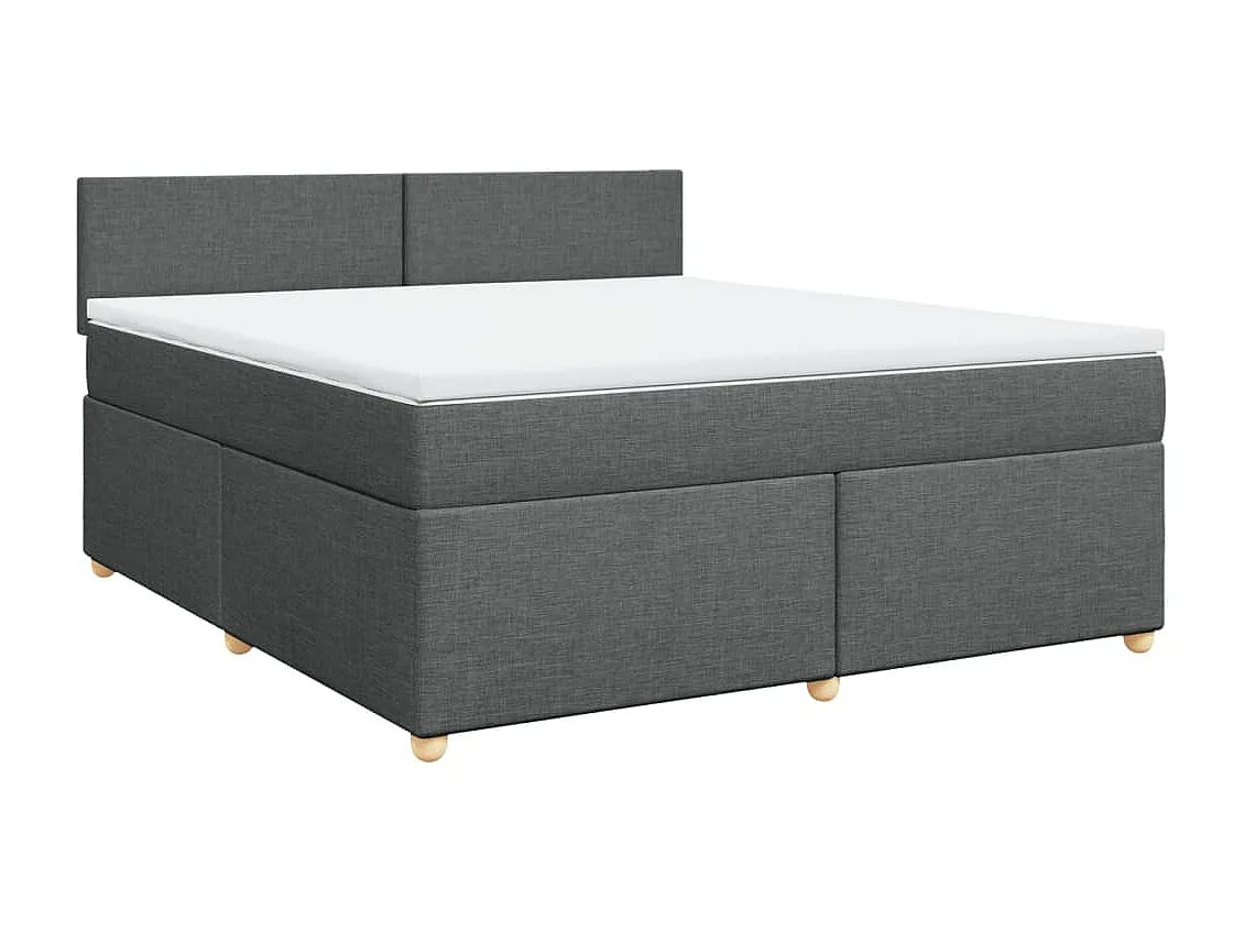 Cama box spring con colchón tela gris oscuro 180x200 cm