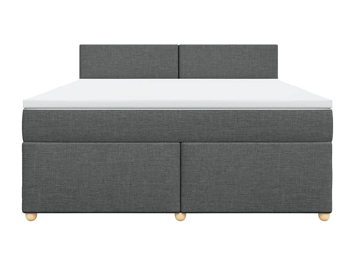 Cama box spring con colchón tela gris oscuro 180x200 cm
