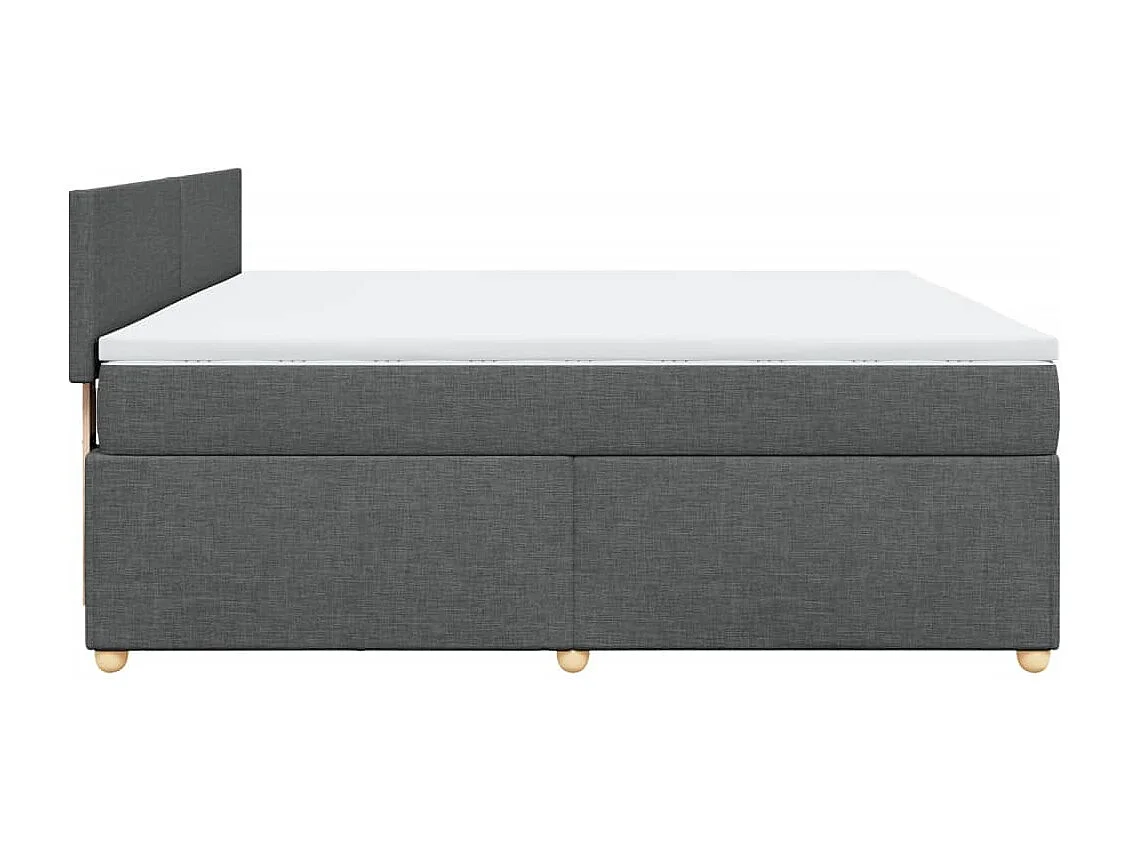 Cama box spring con colchón tela gris oscuro 180x200 cm