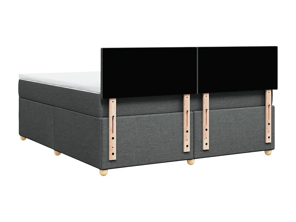 Cama box spring con colchón tela gris oscuro 180x200 cm