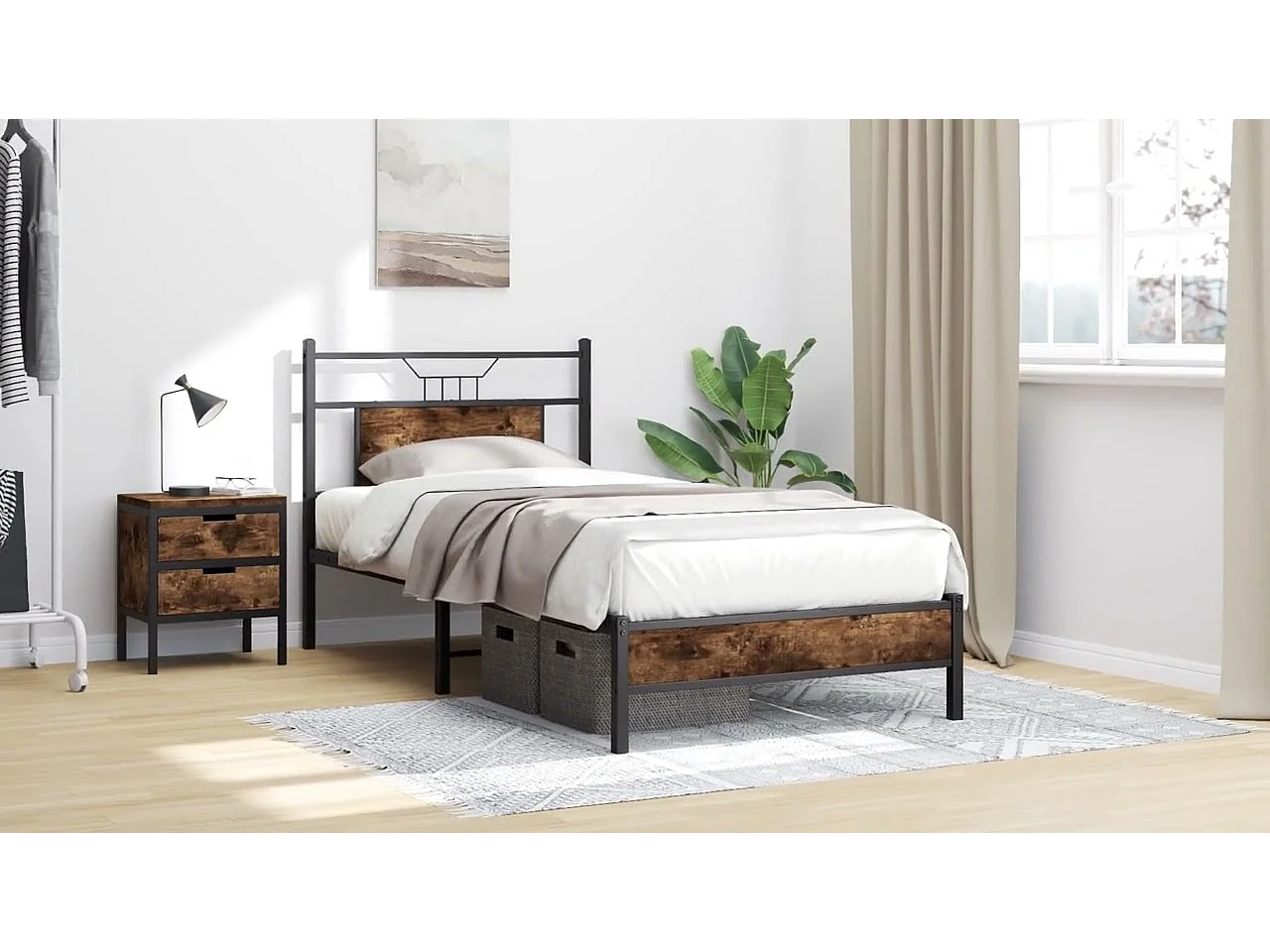 Cadre de lit sans matelas chêne sonoma 100x190 cm