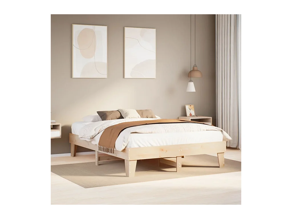 Letto senza Materasso 160x200 cm in Legno Massello di Pino
