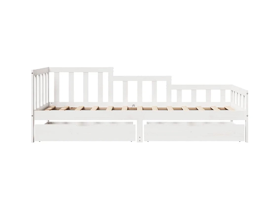 Sofá-cama c/ gavetas 90x190 cm madeira de pinho maciça branco