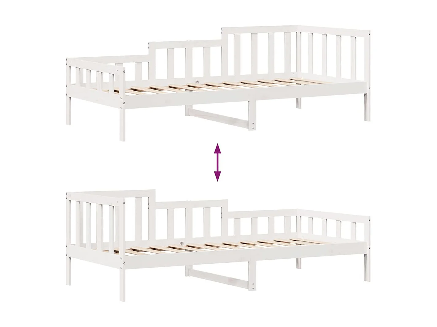 Sofá-cama c/ gavetas 90x190 cm madeira de pinho maciça branco