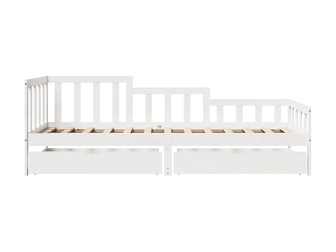 Slaapbank met lades 90x190 cm massief grenenhout wit