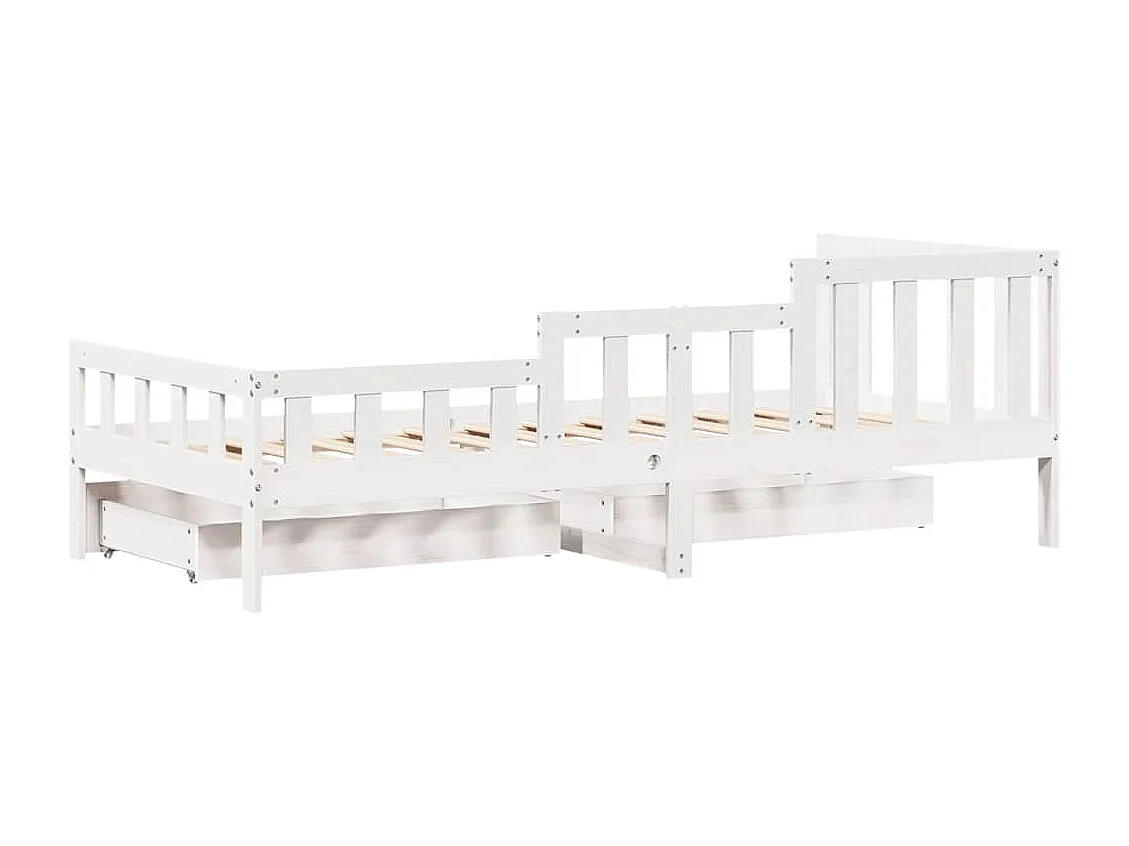 Slaapbank met lades 90x190 cm massief grenenhout wit