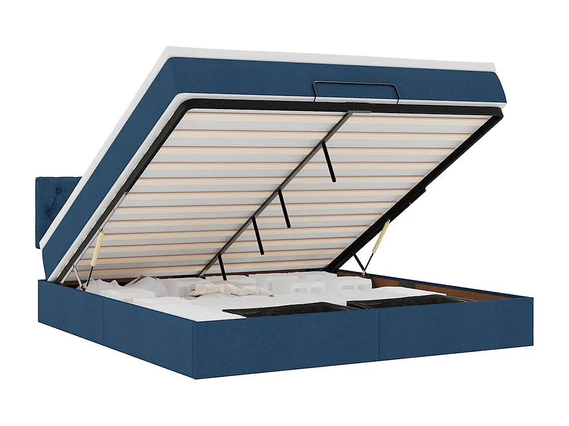 Ottomane Bett mit Matratze & LEDs Blau 180x200 cm Stoff