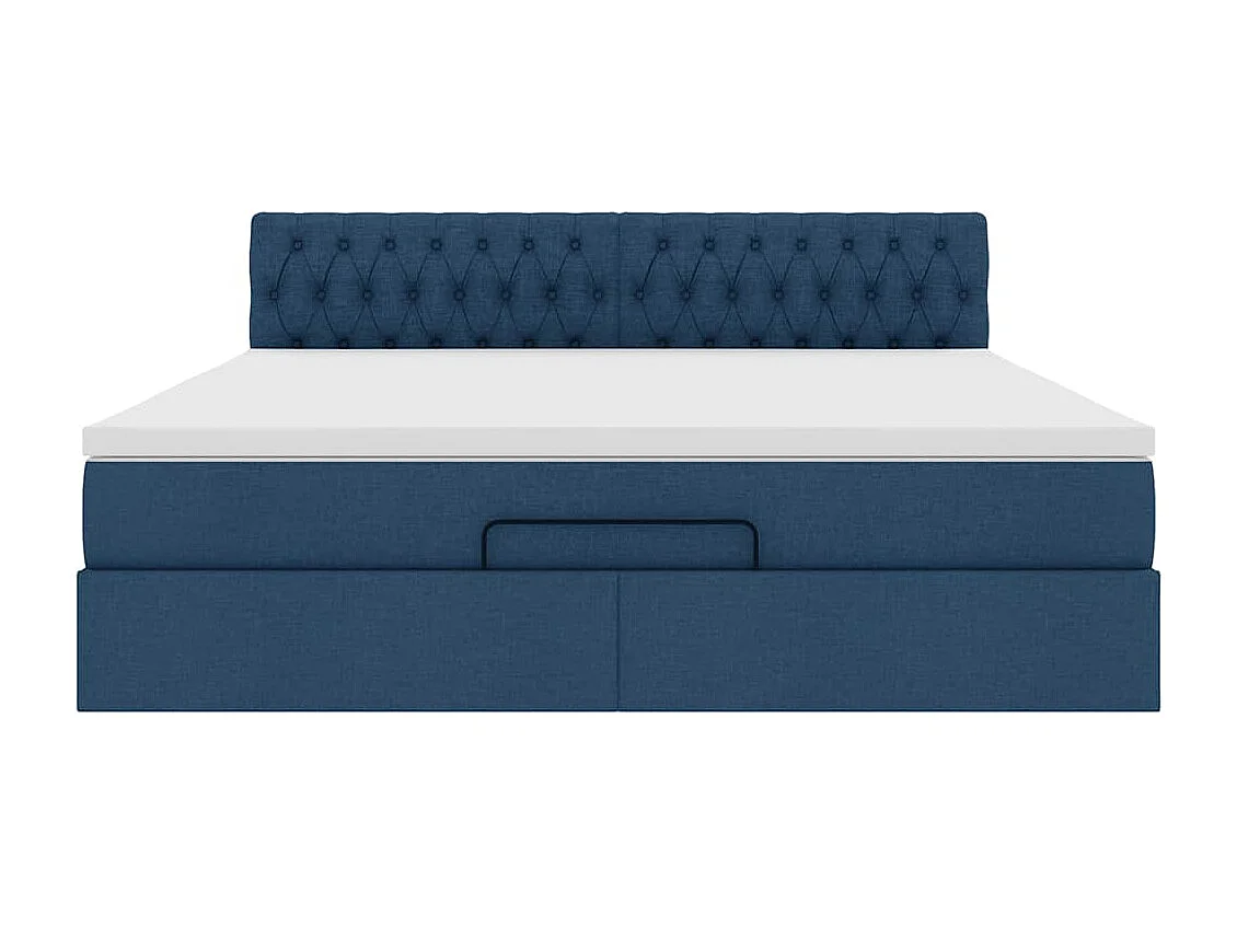 Ottomane Bett mit Matratze & LEDs Blau 180x200 cm Stoff