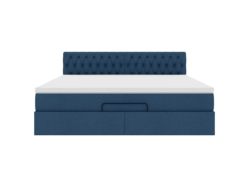 Ottomane Bett mit Matratze & LEDs Blau 180x200 cm Stoff
