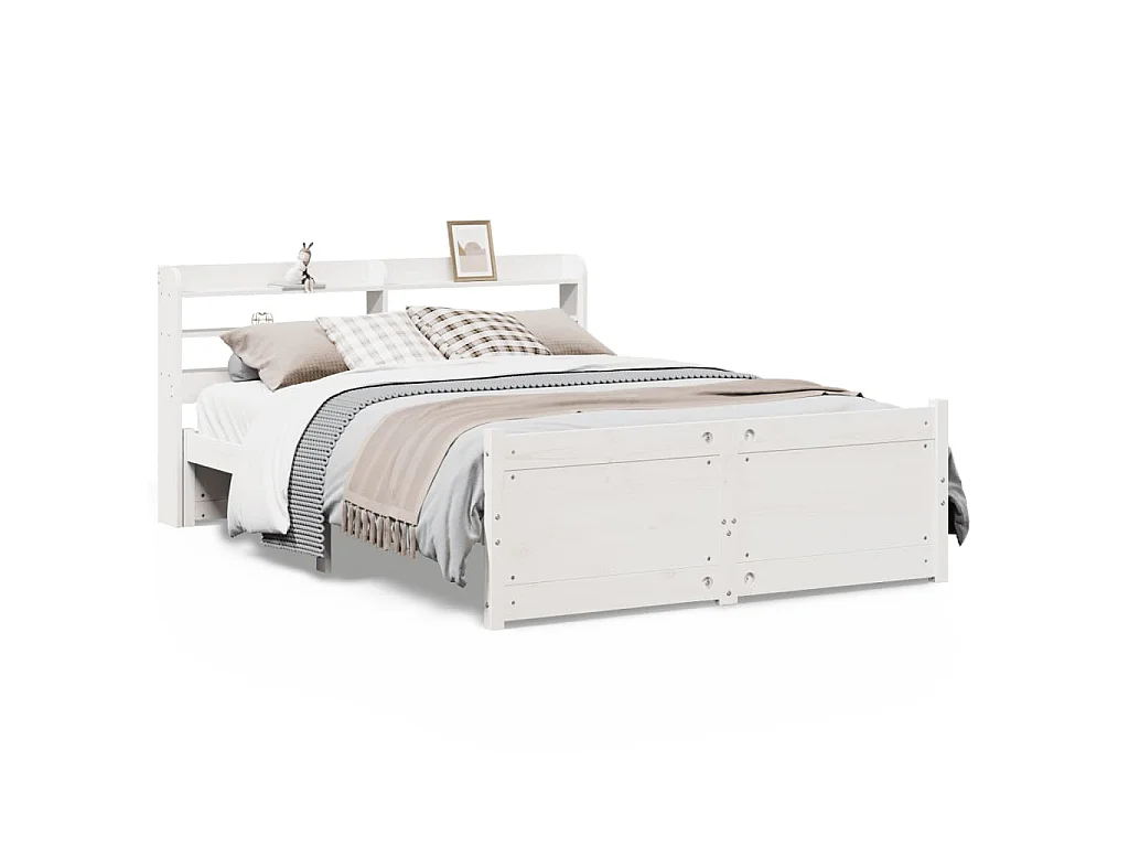 Bedframe met hoofdeinde zonder matras 160x200 cm wit