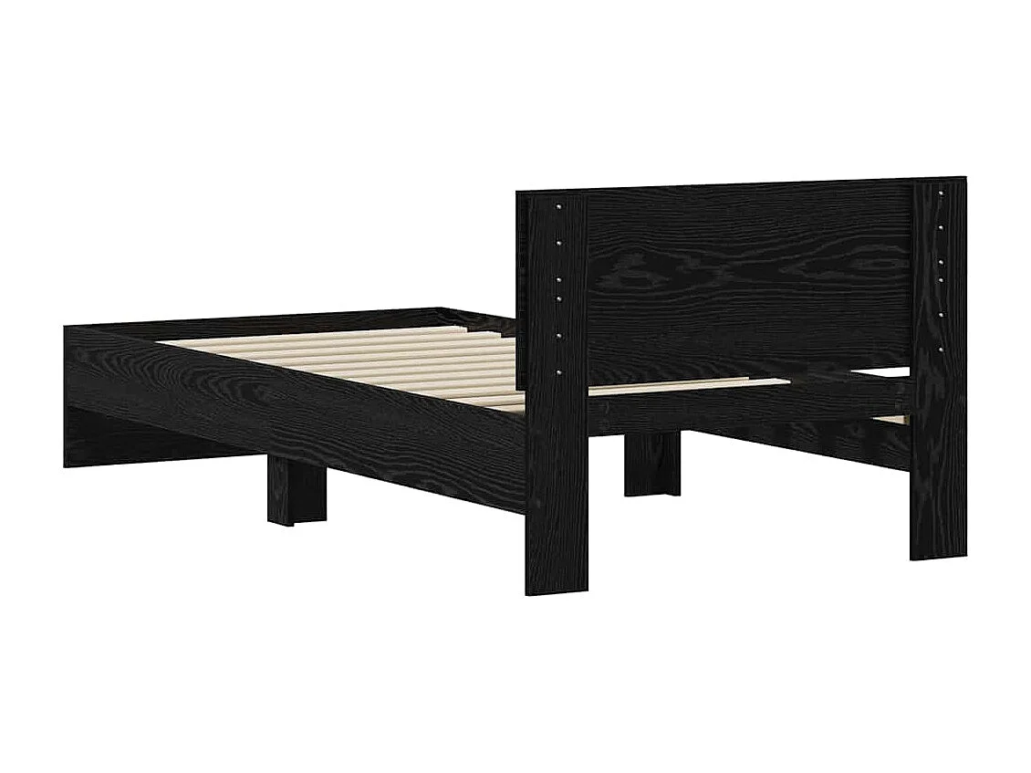Bettrahmen Schwarz Eichen-Optik 90 x 190 cm Holzwerkstoff