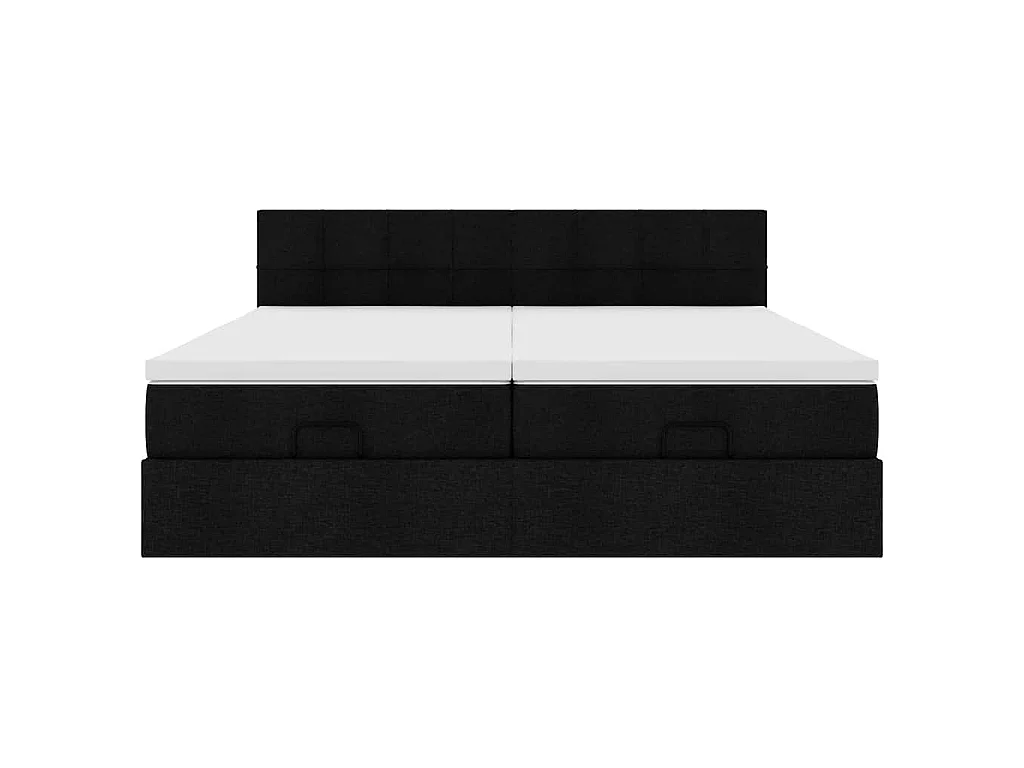 Ottoman-Bett mit Matratzen & LEDs Schwarz 180x200 cm Stoff