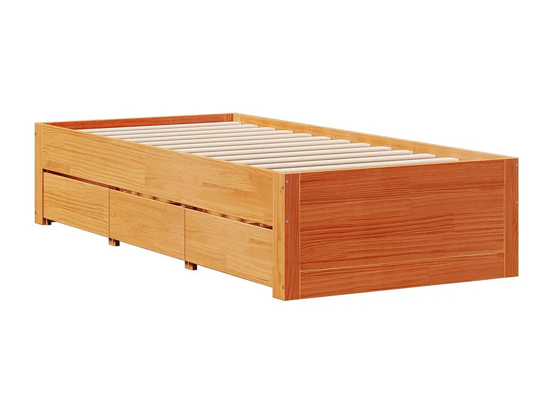 Cadre de lit sans matelas avec tiroirs 90x200cm bois pin massif