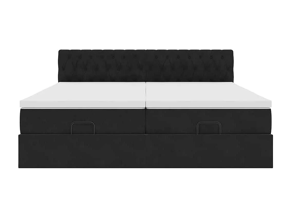Ottoman-Bett mit Matratzen Schwarz 180x200 cm Samt