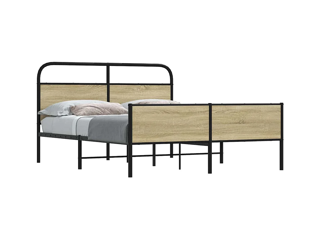 Cadre de lit en métal sans matelas chêne sonoma 160x200 cm