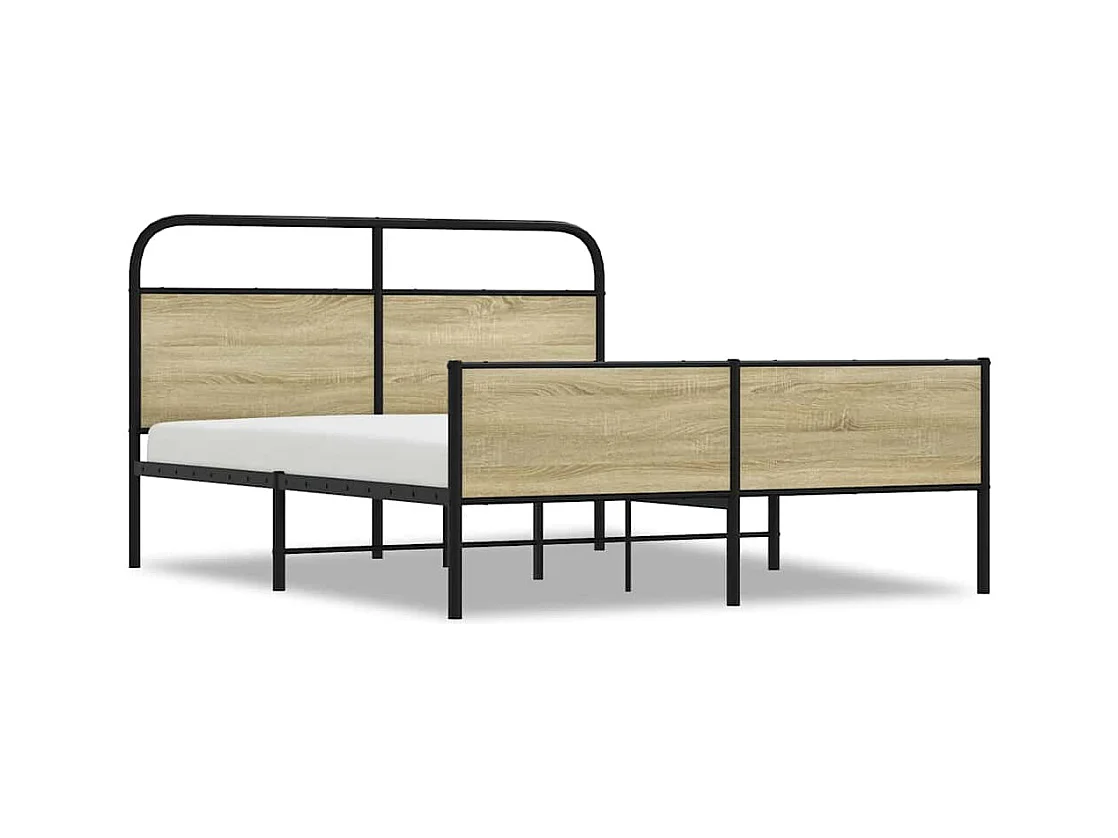 Cadre de lit en métal sans matelas chêne sonoma 160x200 cm