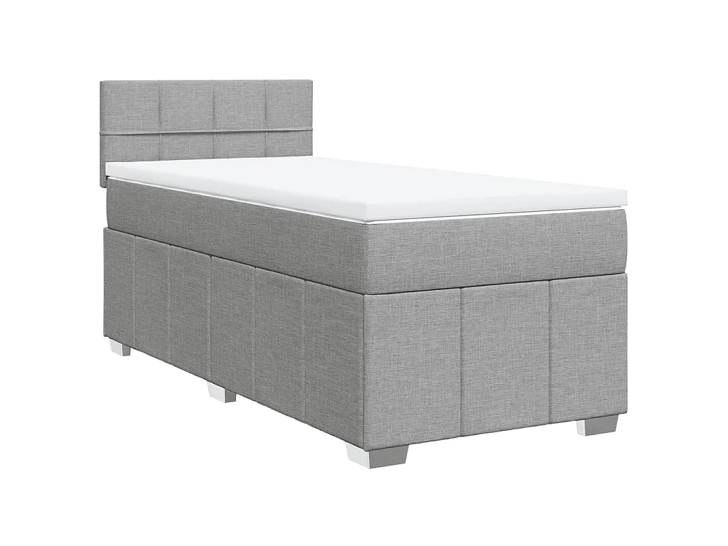 Cama com molas/colchão 90x190 cm tecido cinzento-claro