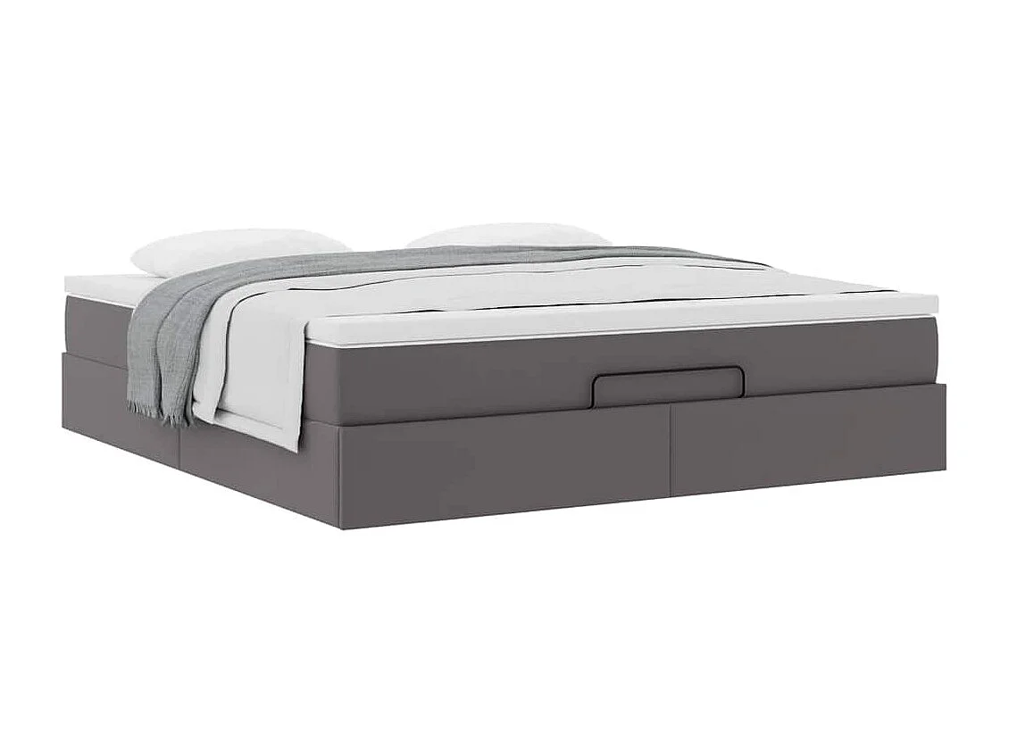 Cadre de lit ottoman avec matelas gris 180x200 cm similicuir