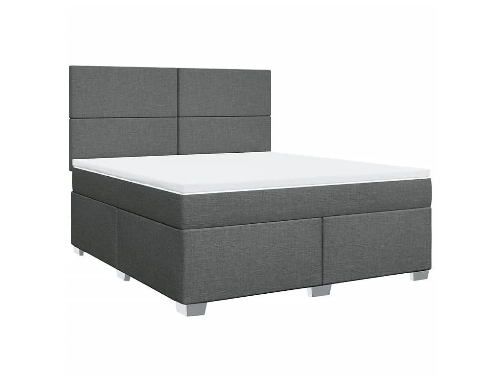 Cama box spring con colchón tela gris oscuro 180x200 cm
