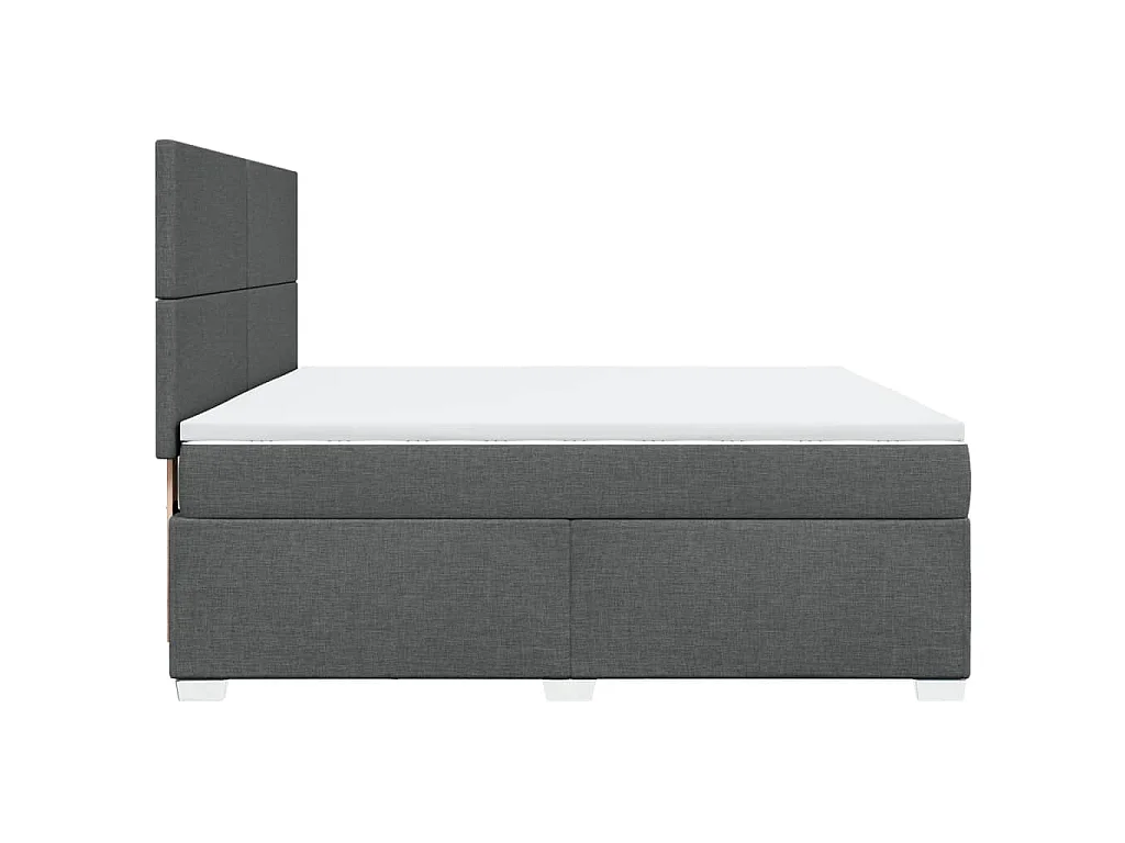Cama box spring con colchón tela gris oscuro 180x200 cm