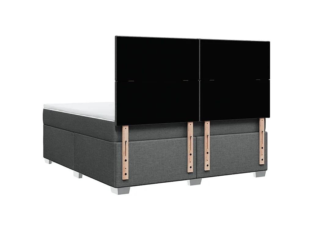 Cama box spring con colchón tela gris oscuro 180x200 cm
