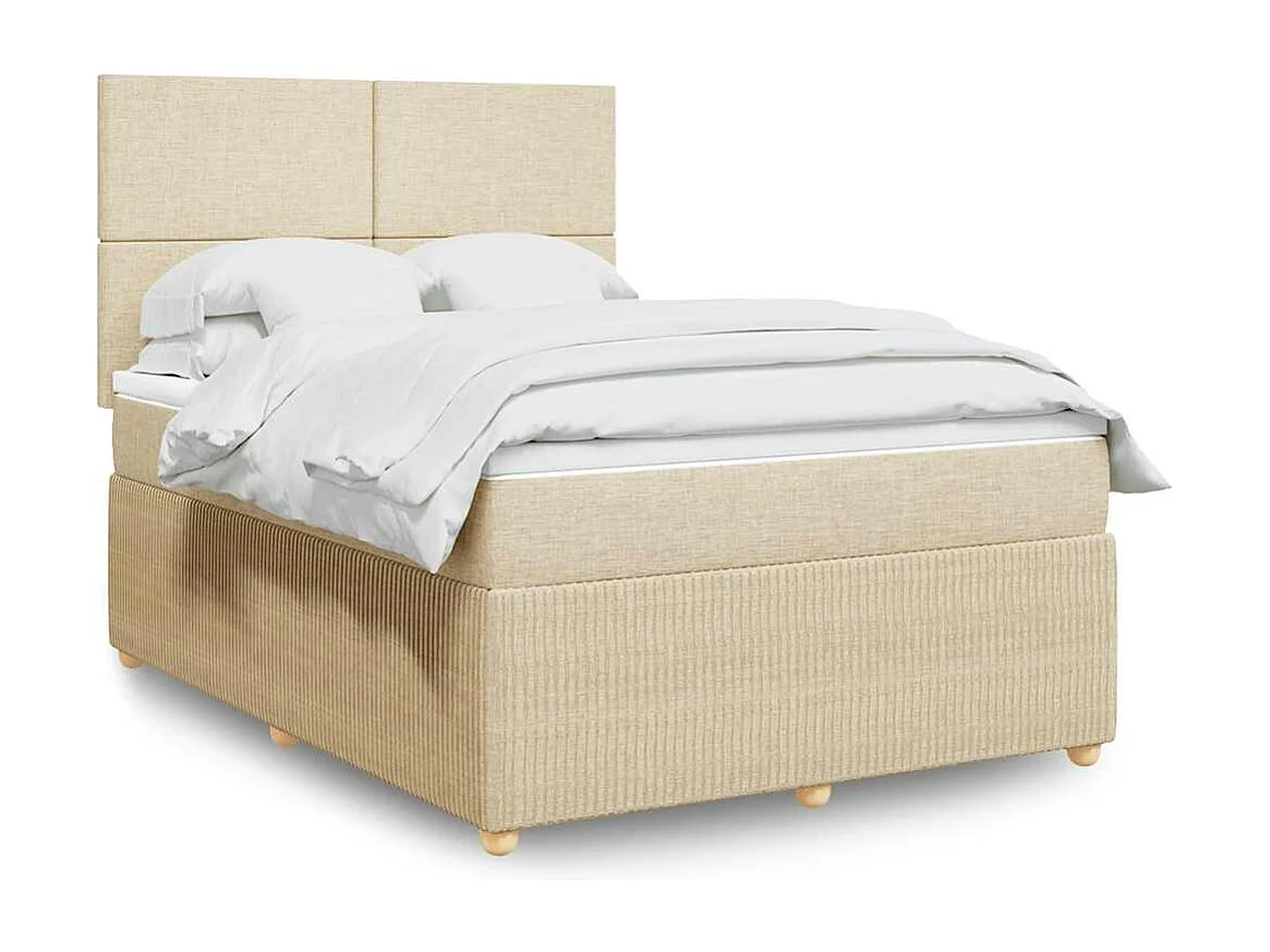 Sommier à lattes de lit avec matelas Crème 140x190 cm Tissu
