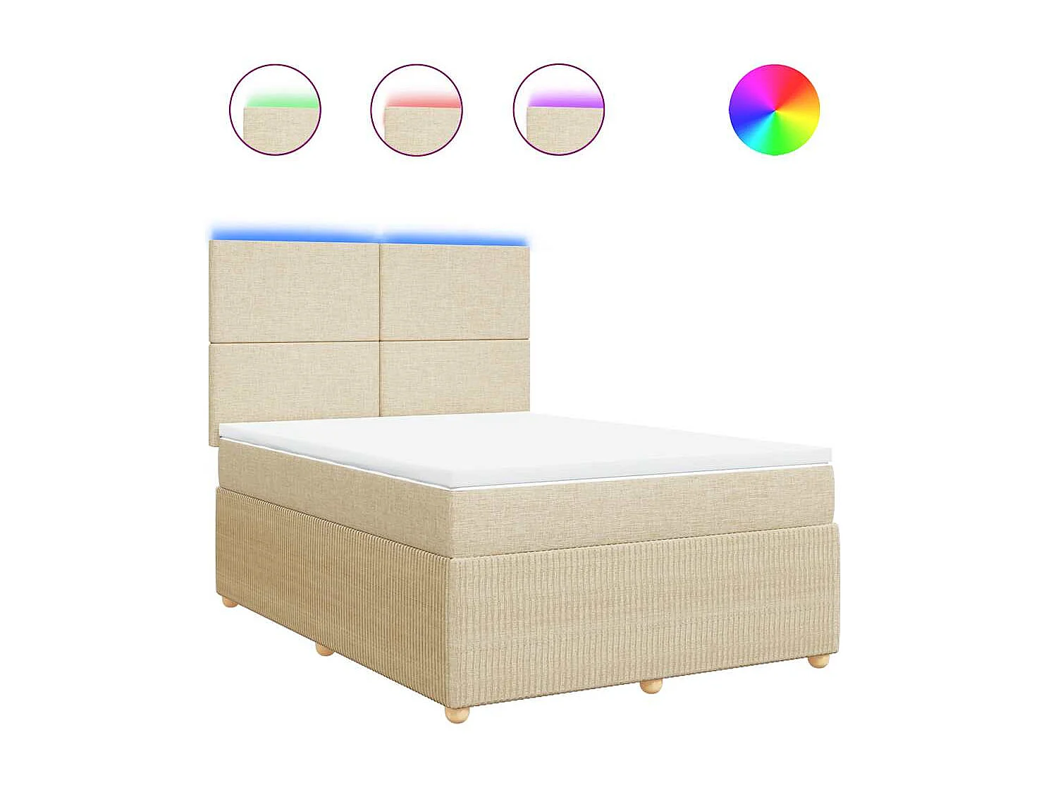 Sommier à lattes de lit avec matelas Crème 140x190 cm Tissu