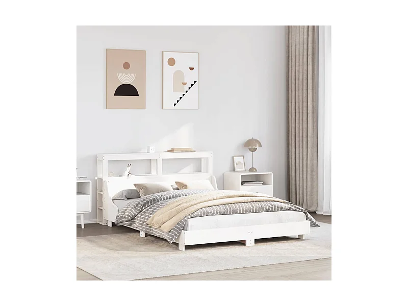 Massivholzbett ohne Matratze Weiß 140x190 cm Kiefernholz
