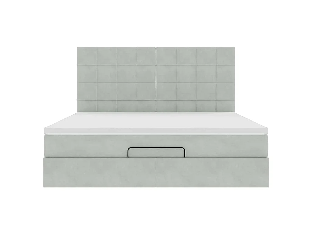 Ottoman-Bett mit Matratzen & LEDs Hellgrau 180x200 cm Samt
