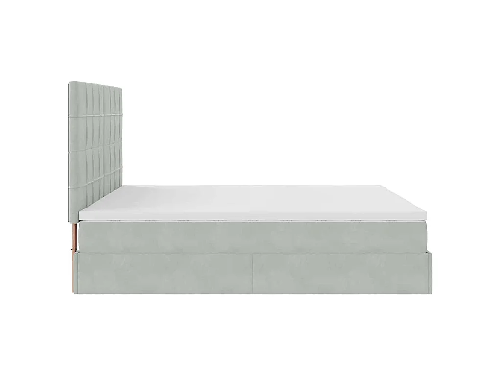 Ottoman-Bett mit Matratzen & LEDs Hellgrau 180x200 cm Samt
